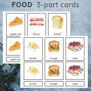 Montessori Printable Food 3 Part Cards. Preschool and Kindergarten ...