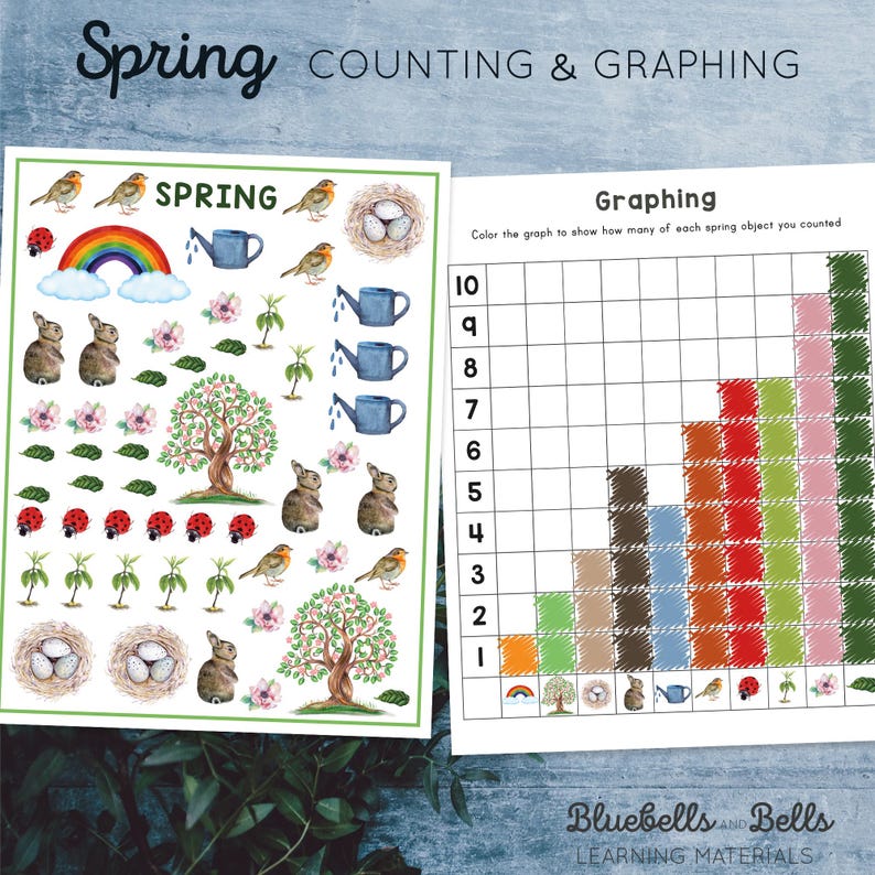 Spring Object Poped Spring Preschool Graphing Math Activity. I Spy Printable Worksheets for ...