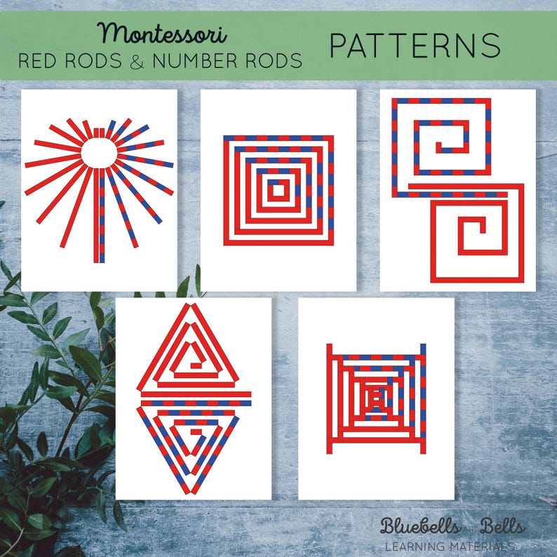 Montessori Printable Red Rods and Number Rods Patterns. Sensorial ...