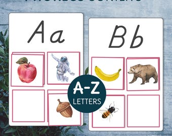 Montessori printable Phonics sorting activity.