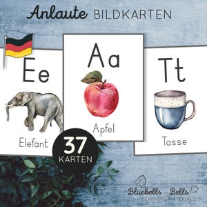 Anlaute Bildkarten. Alfabet druckbare Lernkarten.