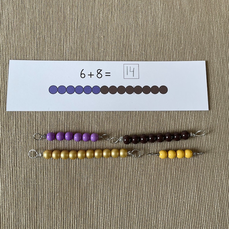 Montessori Beads Addition 10 -20. Addition With Carry Printable Cards ...