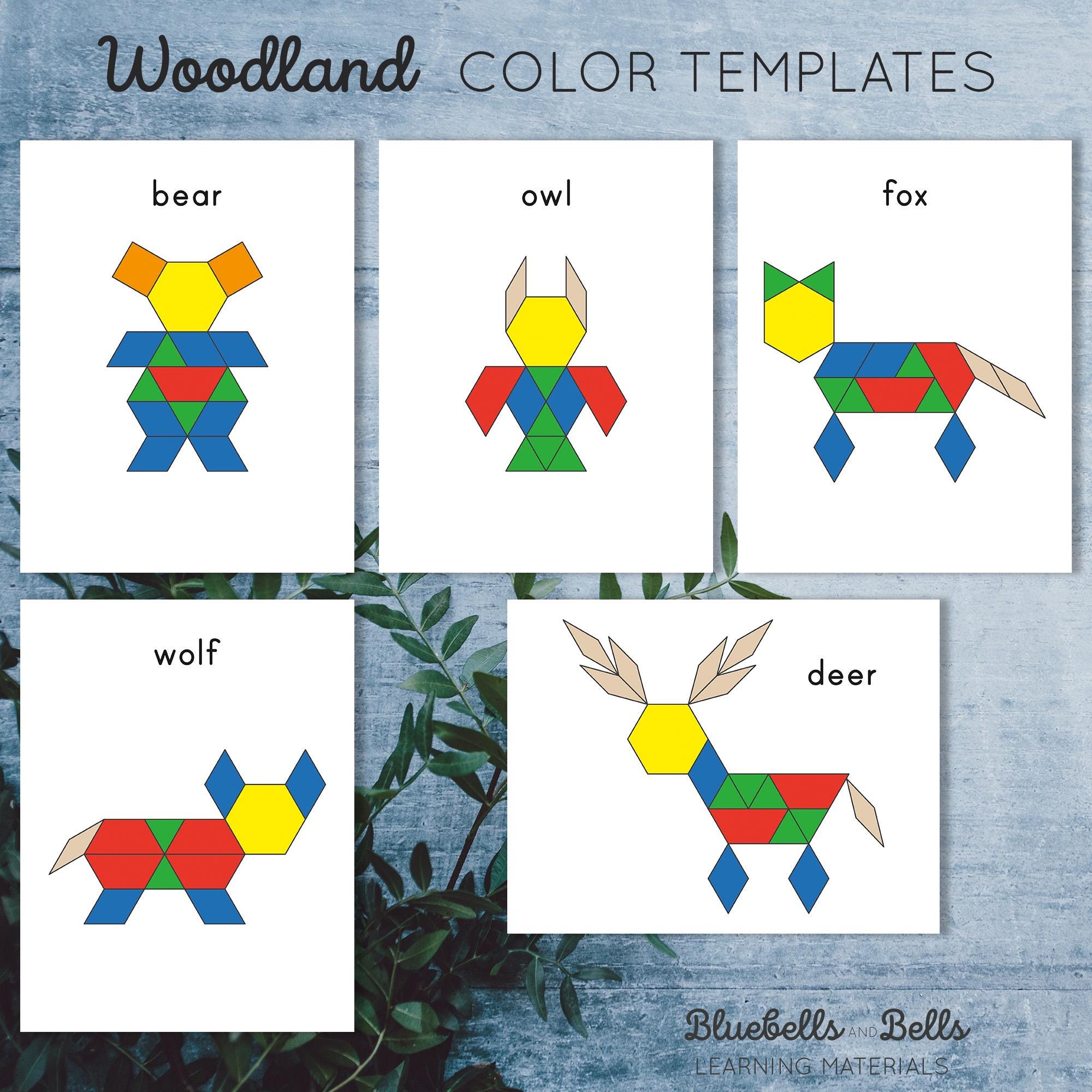 Woodland Animals Pattern Blocks Templates. Preschool and Kindergarten ...