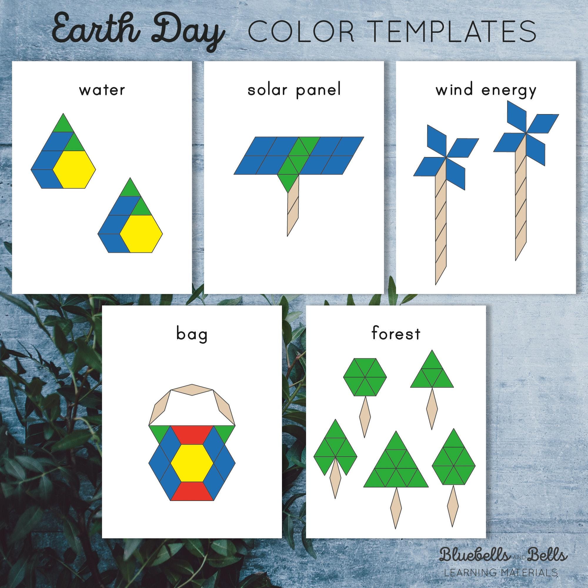 Earth Day Pattern Blocks Templates. Spring Printable for Kindergarten ...