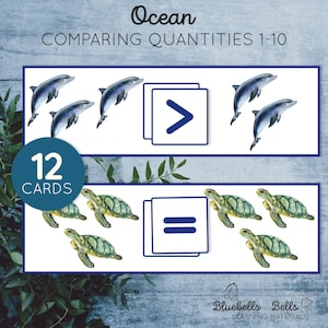 Comparing Numbers Preschool Ocean. Kindergarten more than, equal to, less than activity.