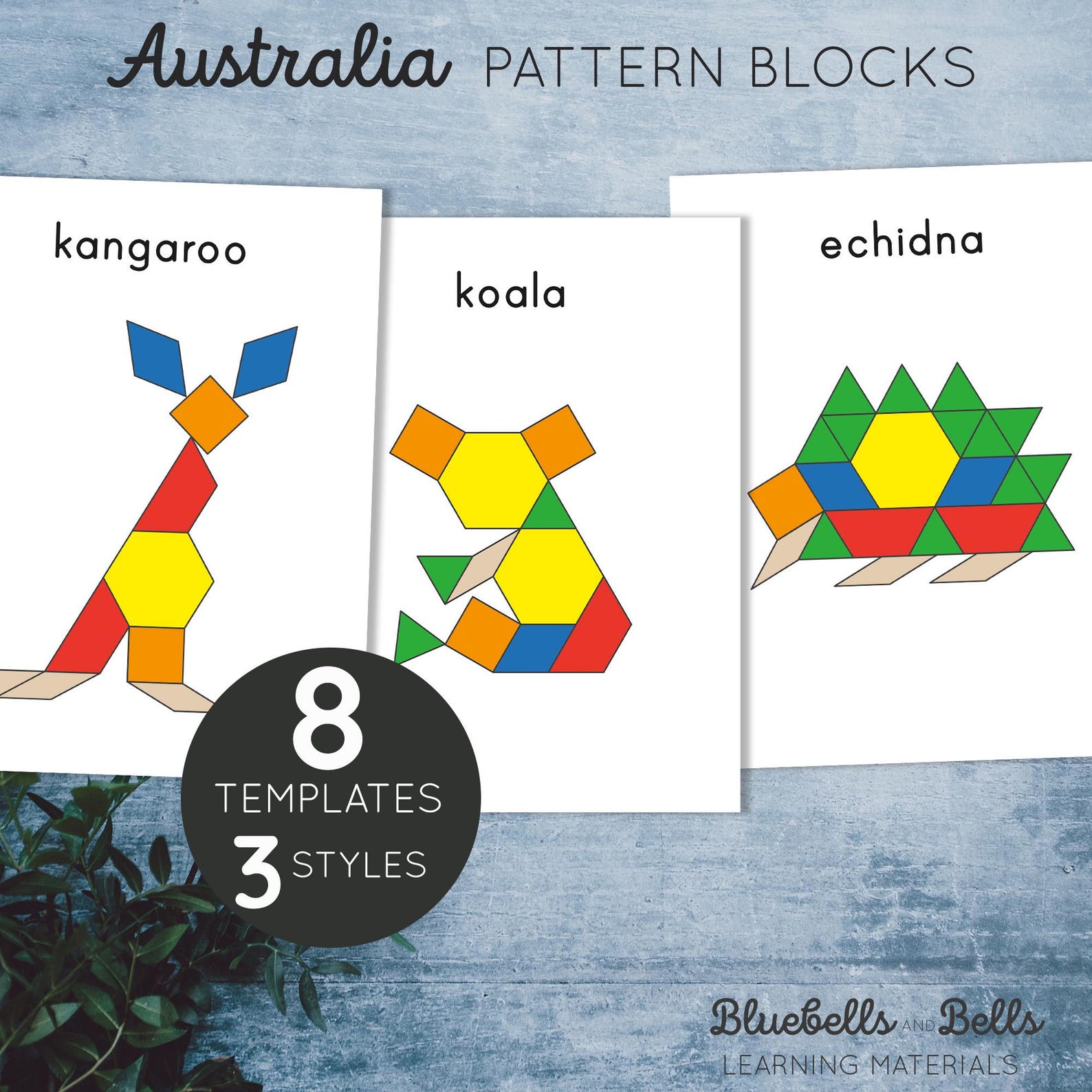 Australia Animals Pattern Blocks Templates. Preschool and Kindergarten ...