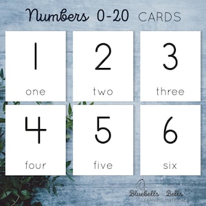 Cartes numériques de 0 à 20. Cartes numériques imprimables.