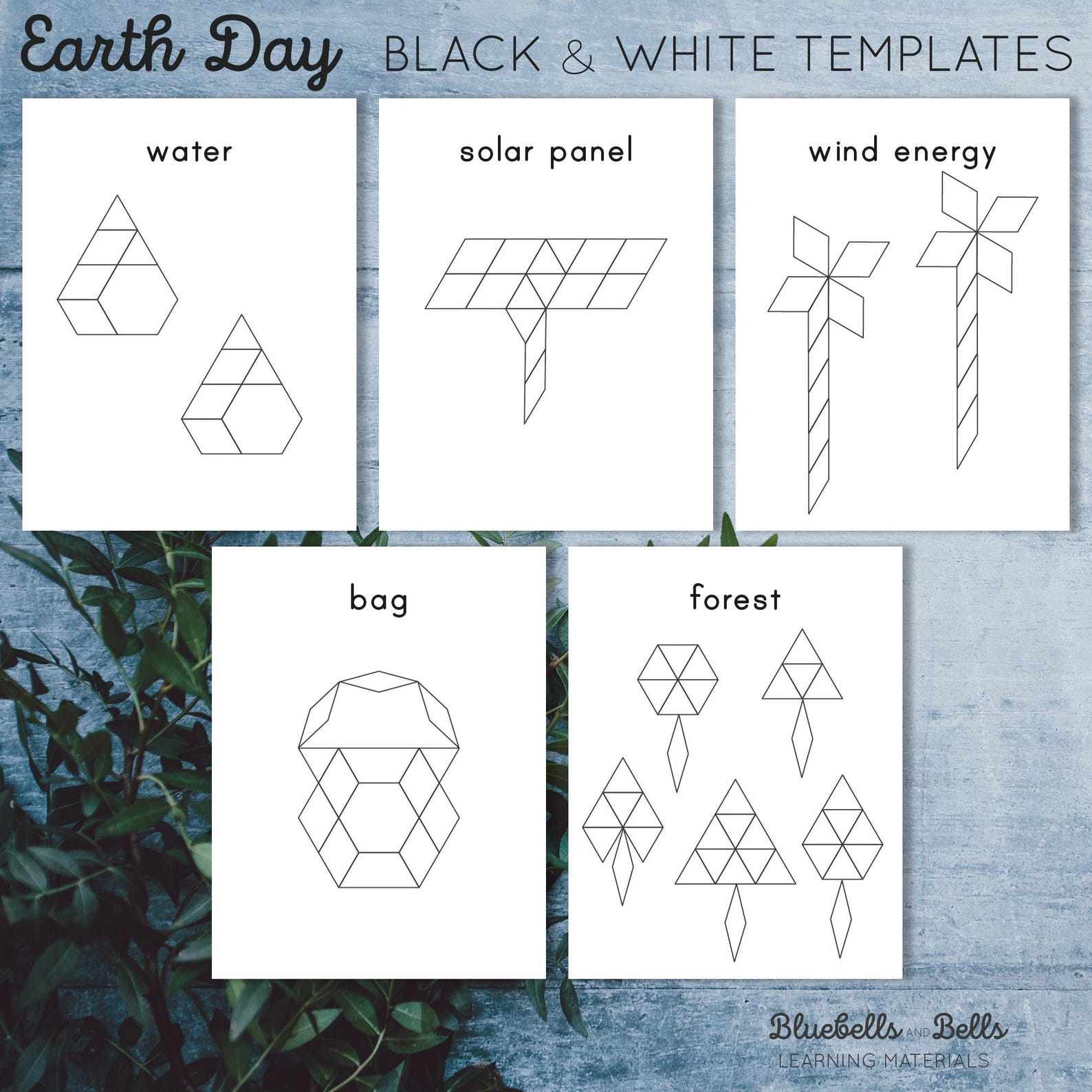 Earth Day Pattern Blocks Templates. Spring Printable for Kindergarten ...