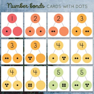 Number bonds flash cards and task cards. Math printable for kindergarten and 1st grade. image 2