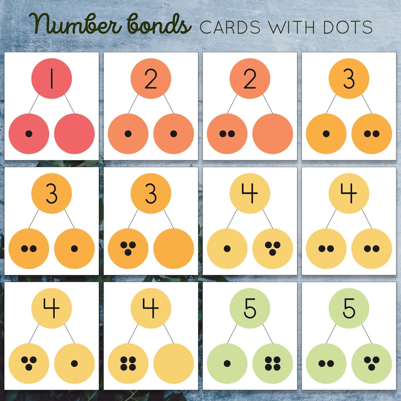 Number bonds flash cards and task cards. Math printable for kindergarten and 1st grade. image 2
