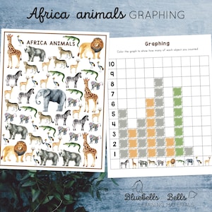 Afrika Tiere Grafik Arbeitsblätter druckbare PDF