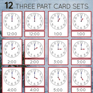 Telling Time Montessori 3-part Cards. Level 2 Nomenclature Cards Clock ...
