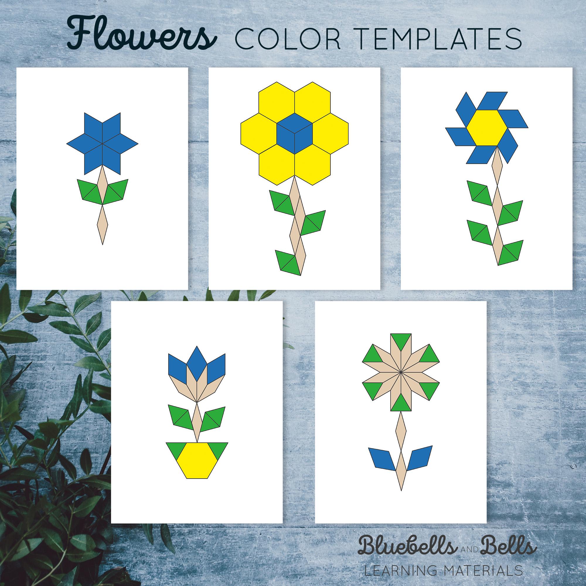 Flowers Pattern Blocks Templates. Spring Preschool and Kindergarten ...