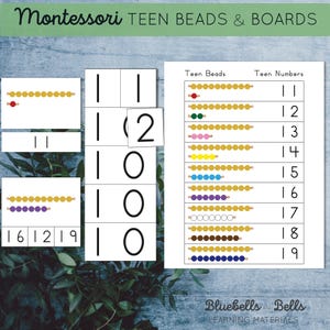 Montessori TEEN Perlen und Tafeln druckbare Karten und Arbeitsblätter