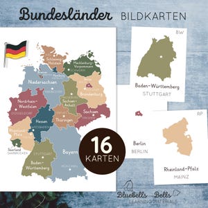 Bundesländer Bildkarten. Carta tedesca.