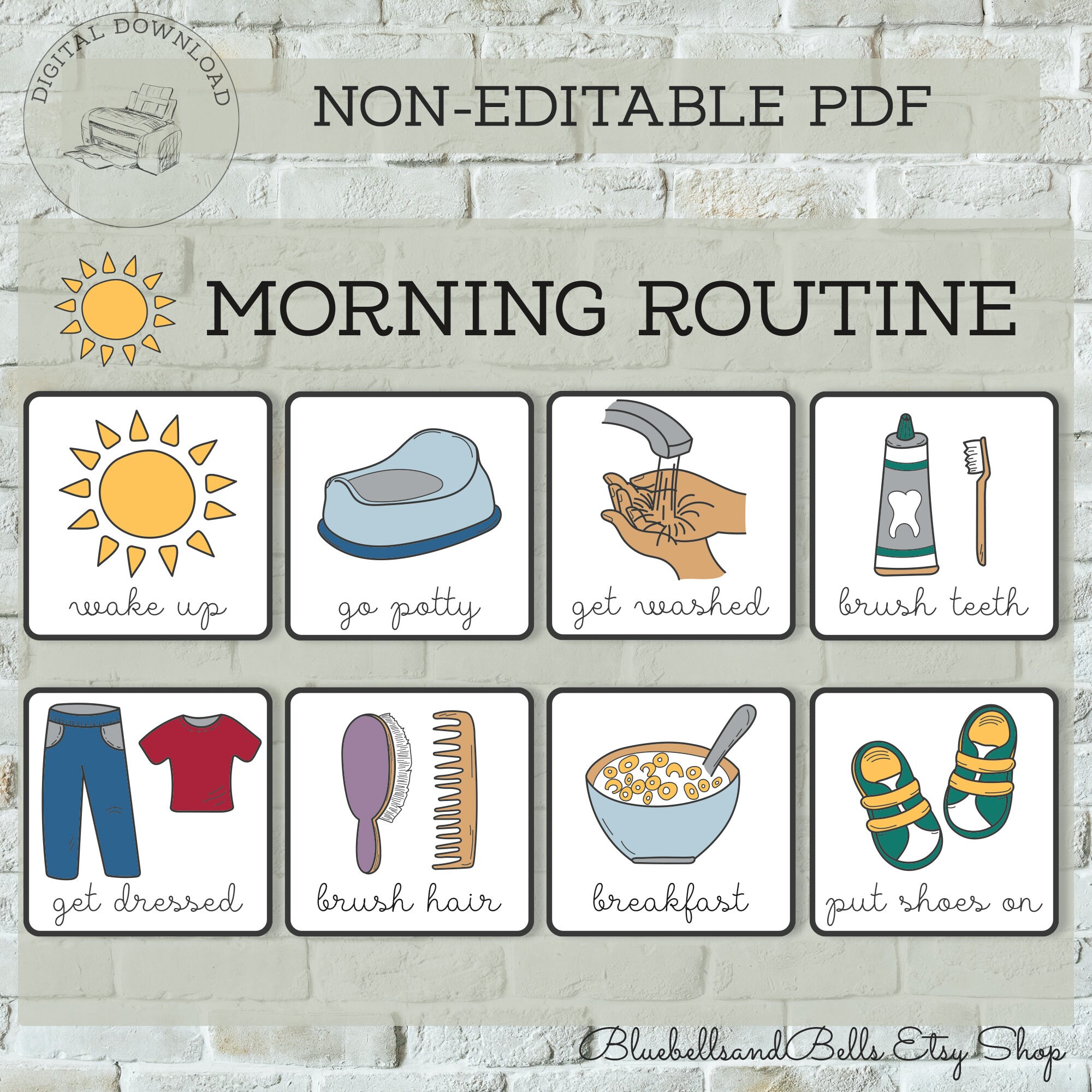 Toddler Routine Chart Poster Morning and Evening. Toddler Printable ...