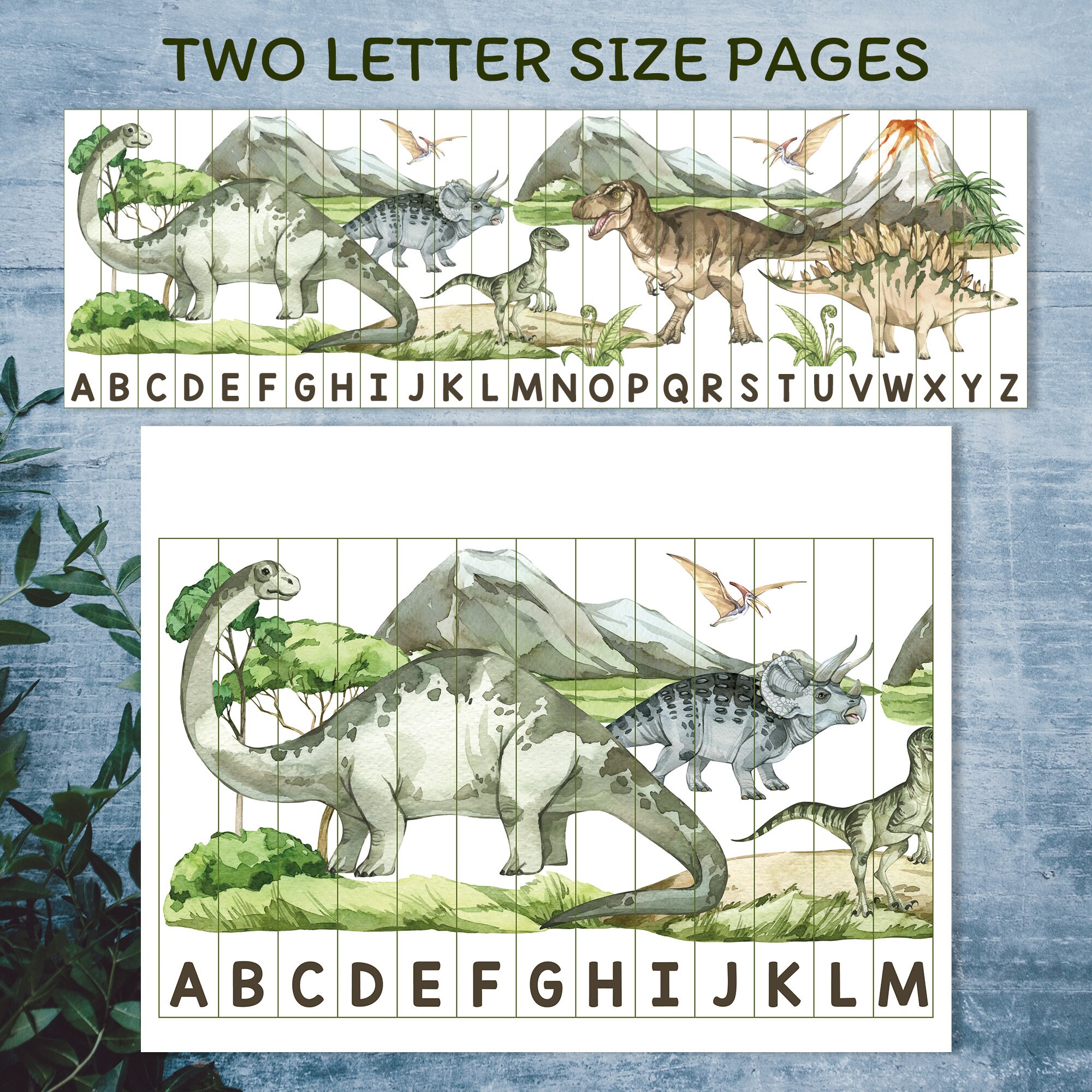 Dinosaur Puzzle Alphabet Sequence A-Z 