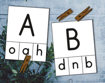 ABC clip cards. Letter recognition. Letter case matching. Homeschool ABC.