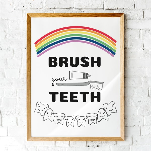 Brush Your Teeth Poster - Etsy