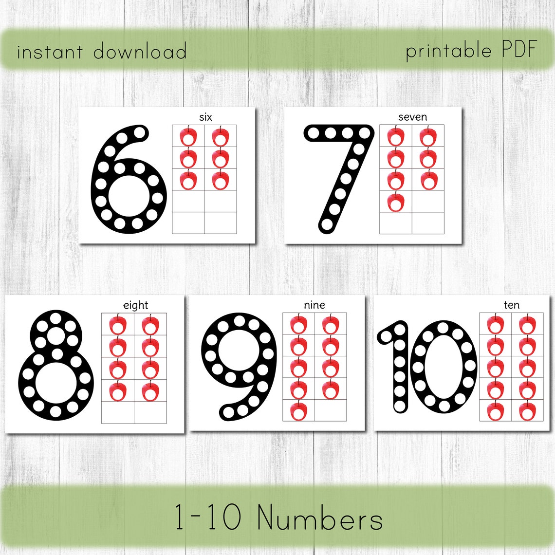 Do A Dot Number Preschool Worksheets Montessori Counting Etsy