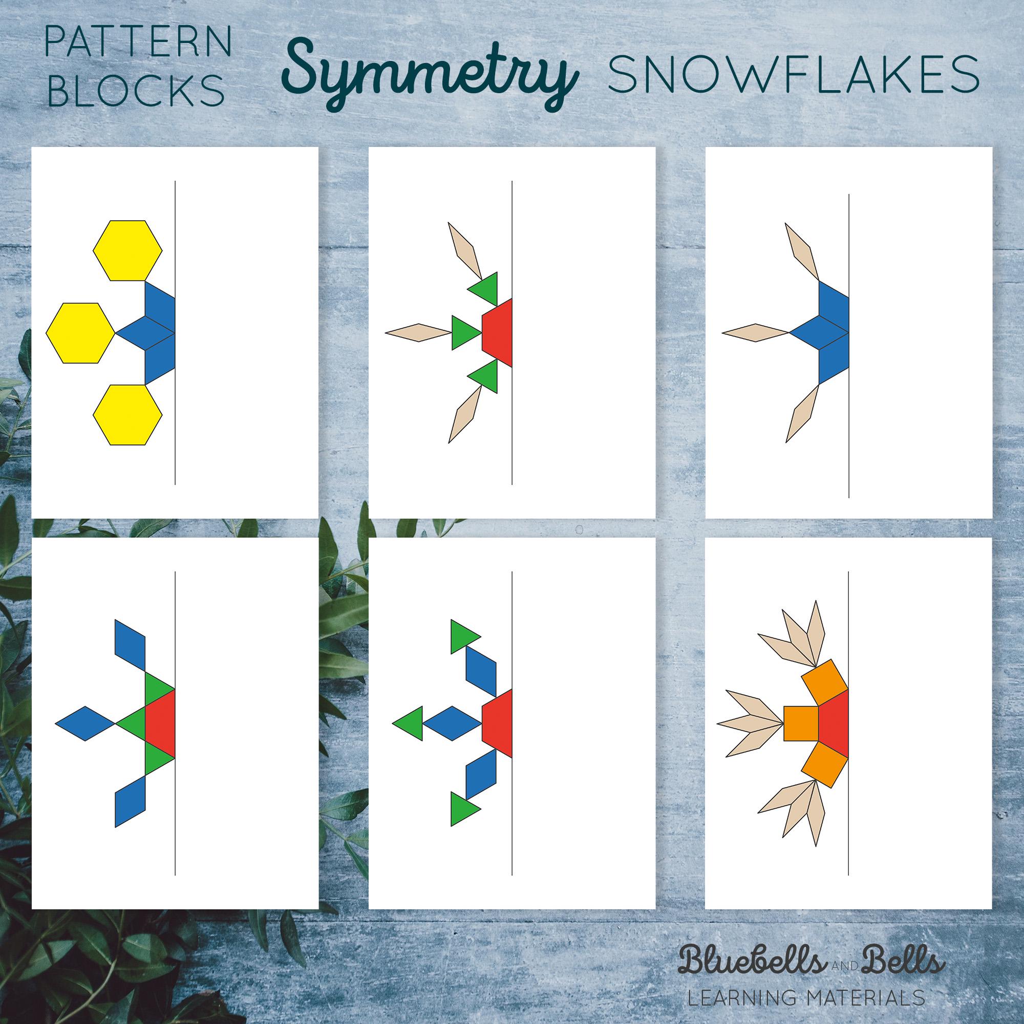 Snowflake Pattern Blocks Symmetry. Winter Preschool and Kindergarten ...