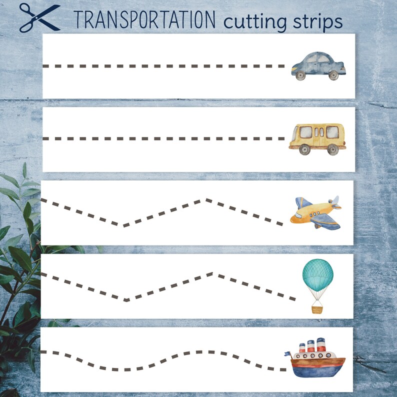 Montessori Printable Cutting Practice Strips Transportation. - Etsy