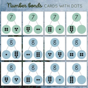 Number bonds flash cards and task cards. Math printable for kindergarten and 1st grade. image 4