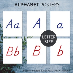 Montessori Alphabet Poster D'Nealian Schriftgröße.