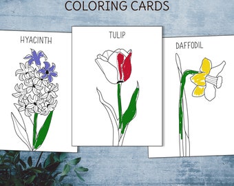 Flowers Cards for coloring.