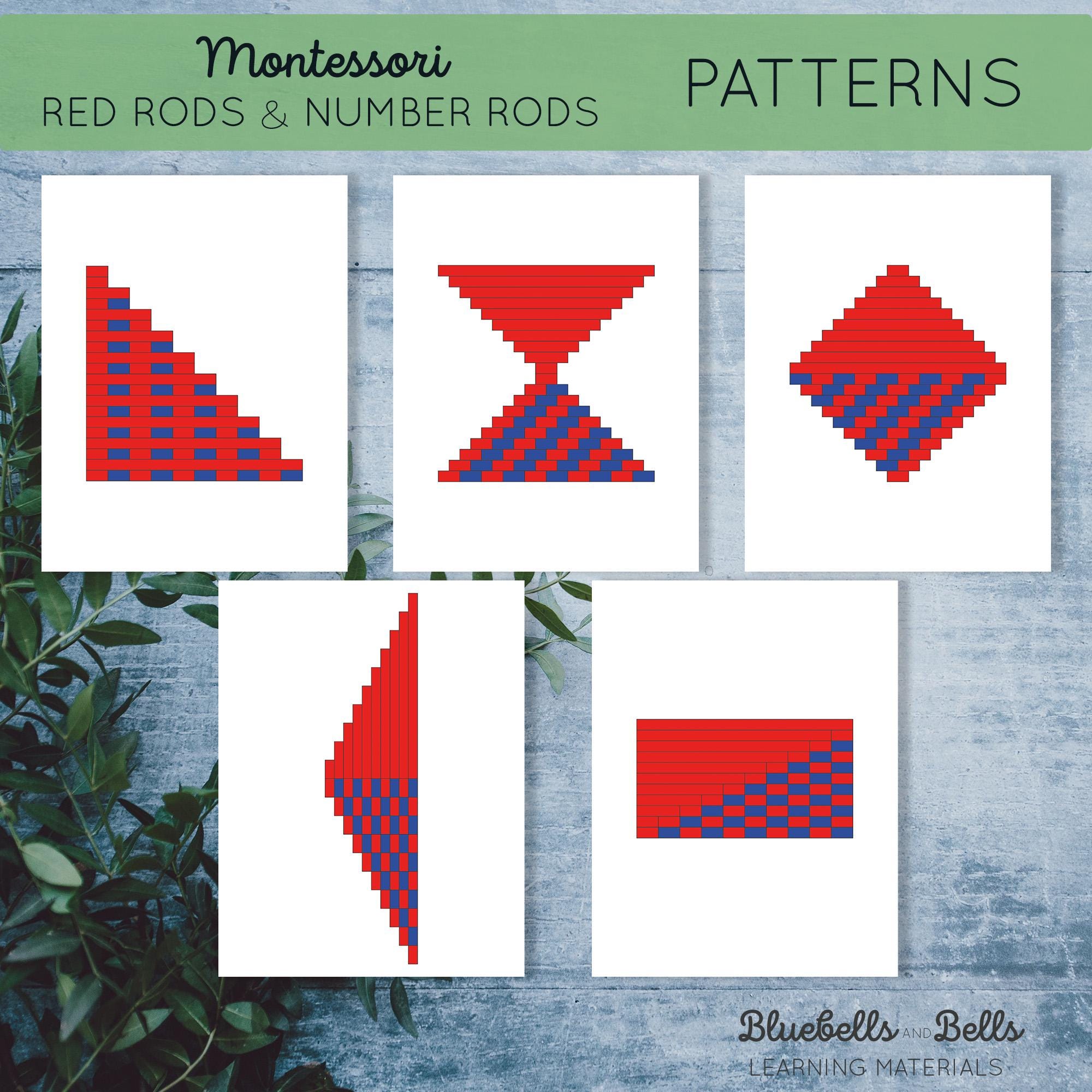 Montessori Printable Red Rods and Number Rods Patterns. Sensorial ...