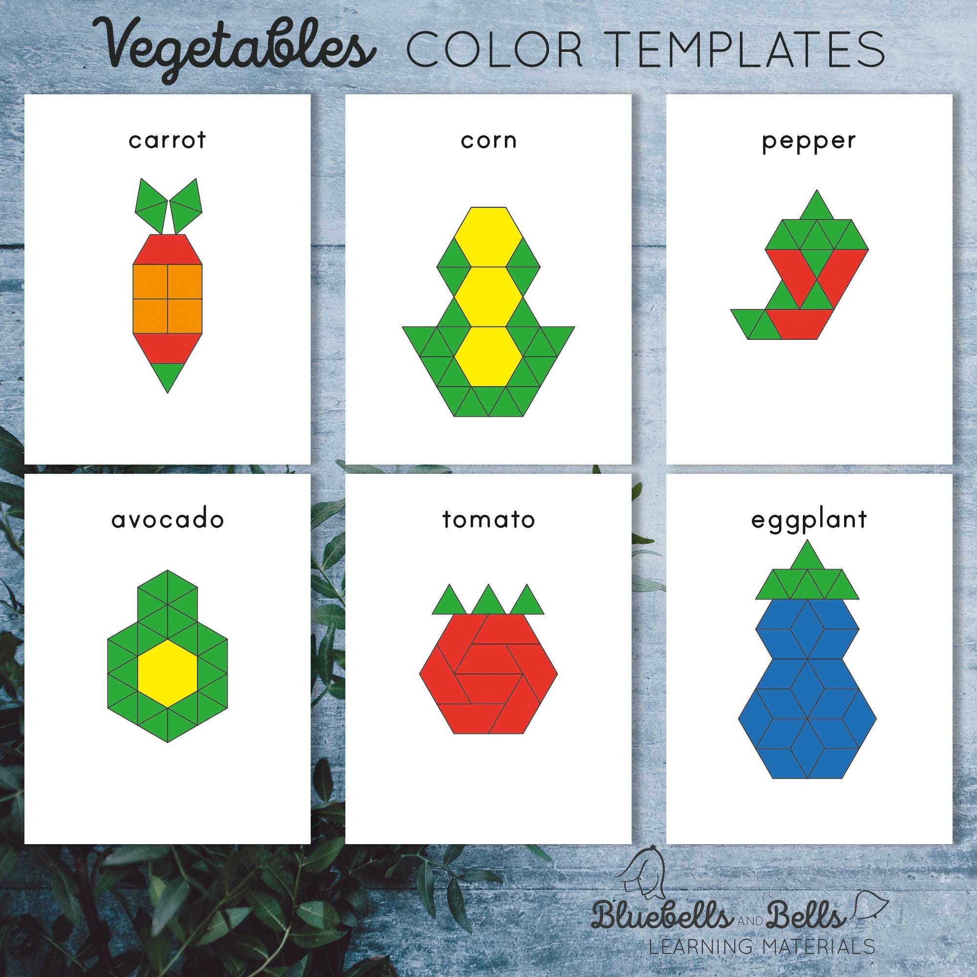 Vegetables Pattern Blocks Vegetables Pattern Blocks Templates - Etsy