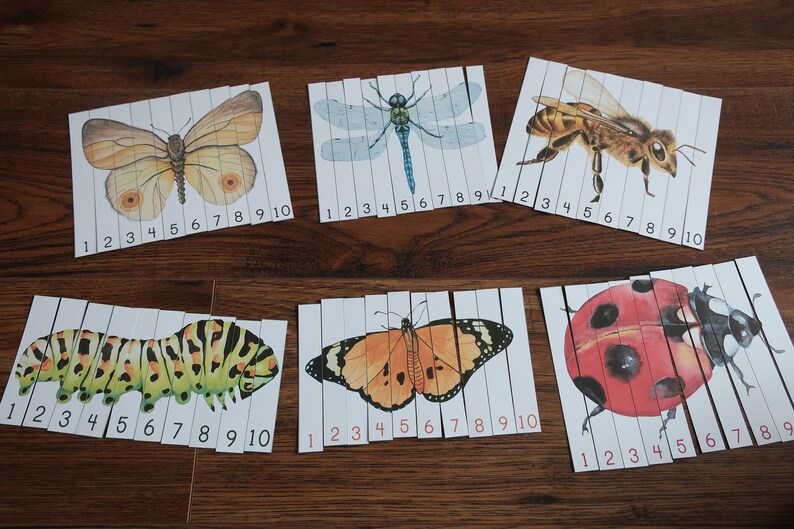 insect preschool printable number sequence puzzles 1 10 etsy