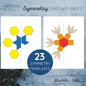 Sneeuwvlokpatroon blokkeert symmetrie. Afdrukbare vormafstemmingsactiviteit in de winter voor kleuters en kleuters.