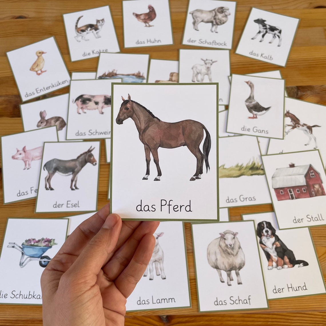 Bauernhoftiere Bildkarten. Lernkarten Deutsche Sprache Für Kleinkinder