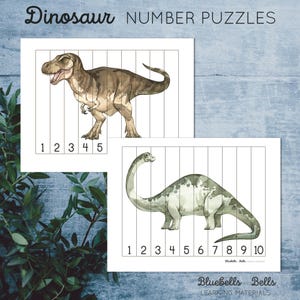Dinosaur Puzzle Number Sequence 1-10. Montessori Preschool Printable ...