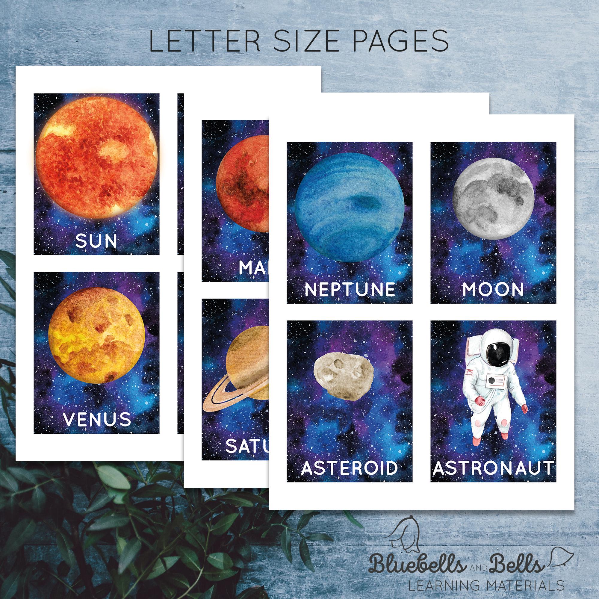 Solar System Printable Flashcards. Outer Space Cards Toddler. Planets ...