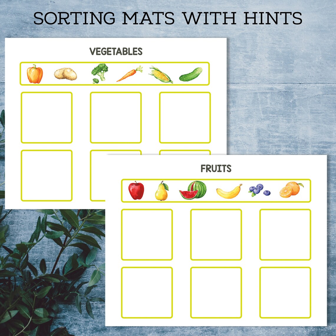 Fruit and Vegetable Sorting Activity for Toddlers. Preschool Category ...