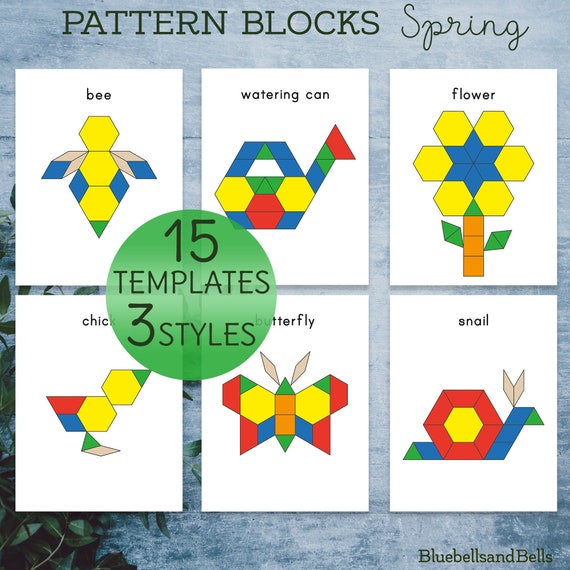 Spring Pattern Blocks Templates Spring Printable Preschool Etsy Spring Pattern Blocks Templates Spring Printable Preschool Etsy