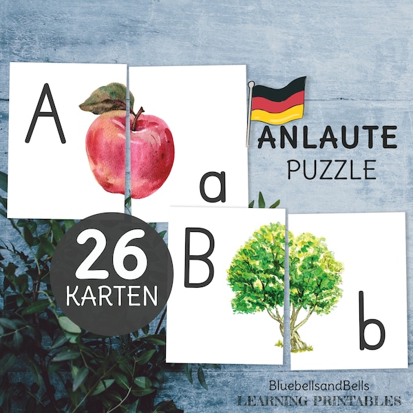 Alphabet Karten Puzzle. Kleinkind Spiel Anlaute erkennen.