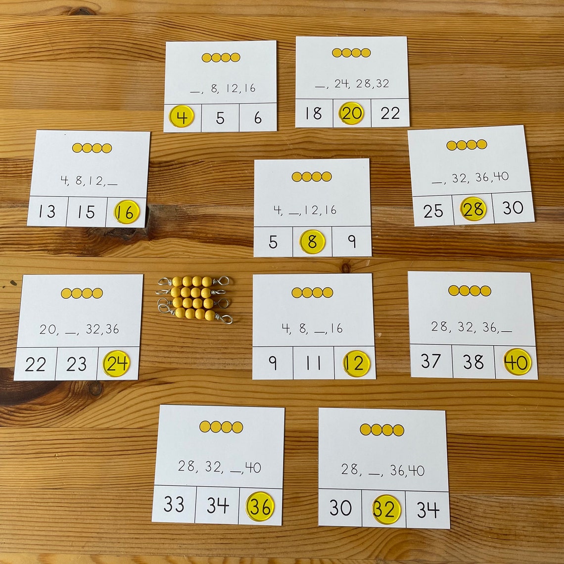 Montessori Bead Bar Skip Counting Clip Cards. Multiplication ...