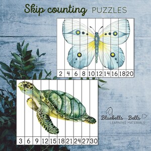 Skip counting puzzles numbers 2-12. Montessori math printable. image 2