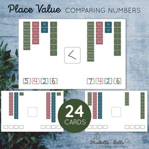 Montessori Stamp game Place value Task cards Comparing numbers