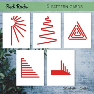 Montessori Red Rods Pattern Cards. Sensorial Extension Printable ...