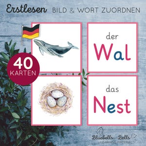 Montessori lesen Bild und Wort zuordnen. Sprachmaterial Kinder.