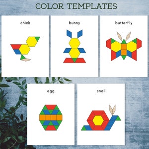 Spring pattern blocks templates. Spring printable preschool and kindergarten activity. image 4