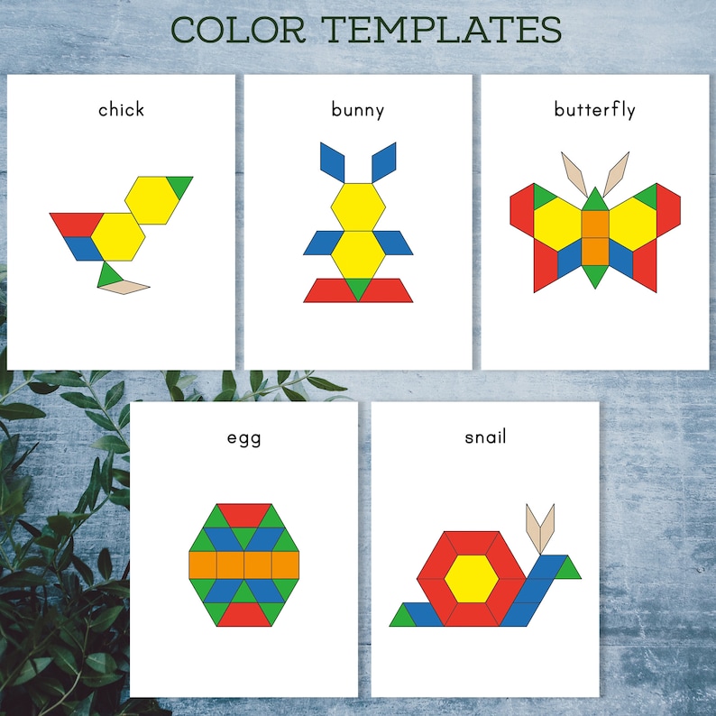 Spring pattern blocks templates. Spring printable preschool and kindergarten activity. image 4