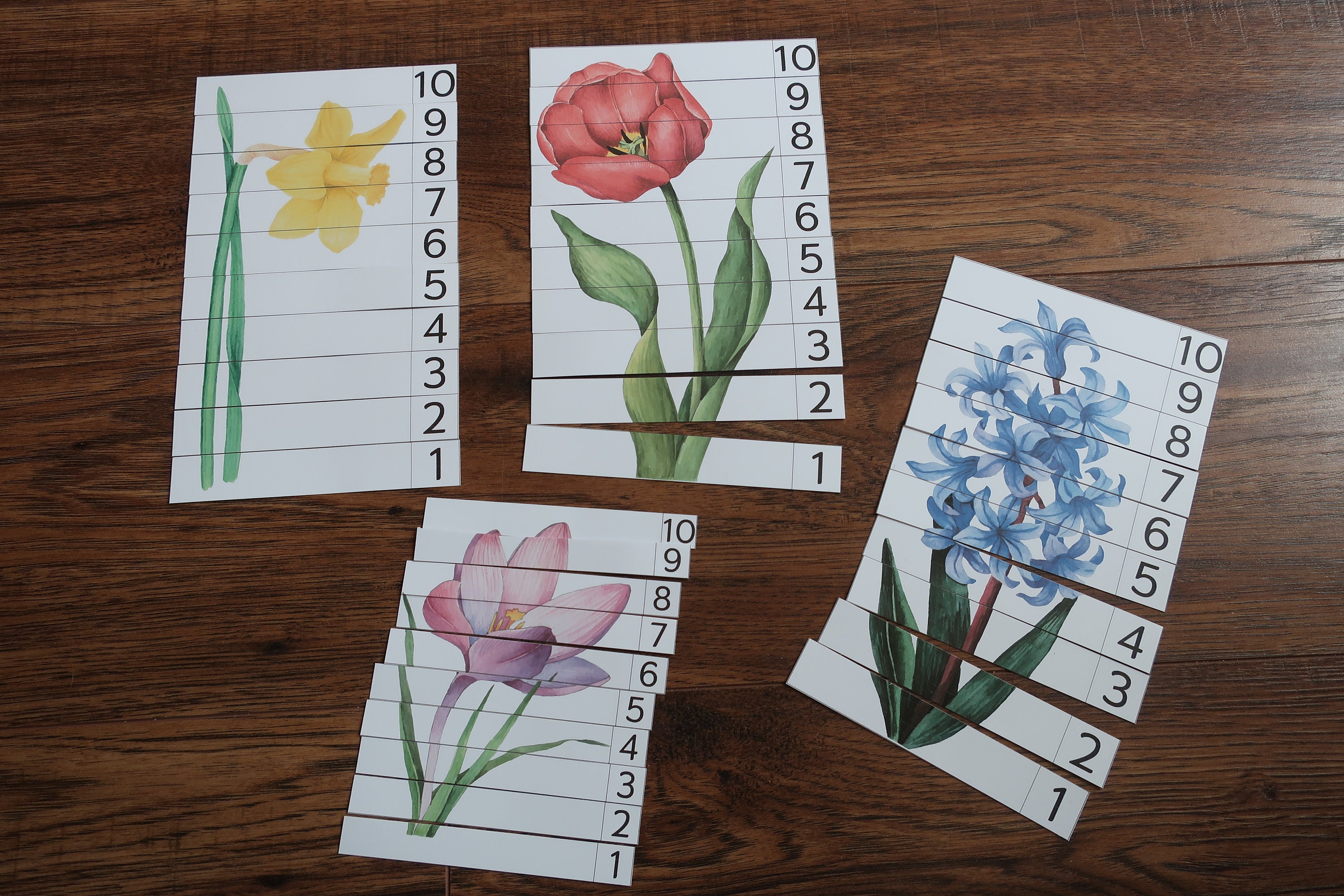 Flower Number Puzzles 1-10. Montessori Spring Printable. Preschool ...