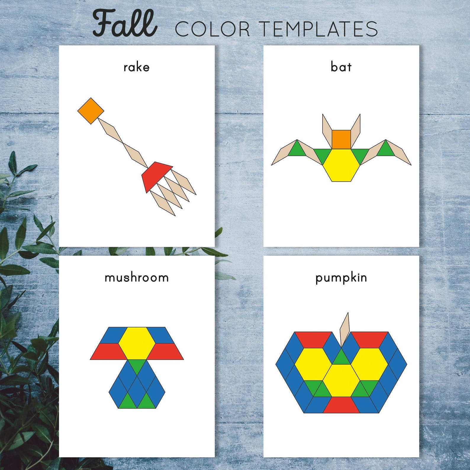 Pattern Blocks Templates Spring Kinder Fall Pattern Blocks Templates. Preschool and Kindergarten Printable ...