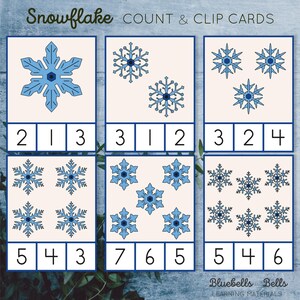 Snowflake Printable Count and Clip Cards. Winter Preschool Math ...