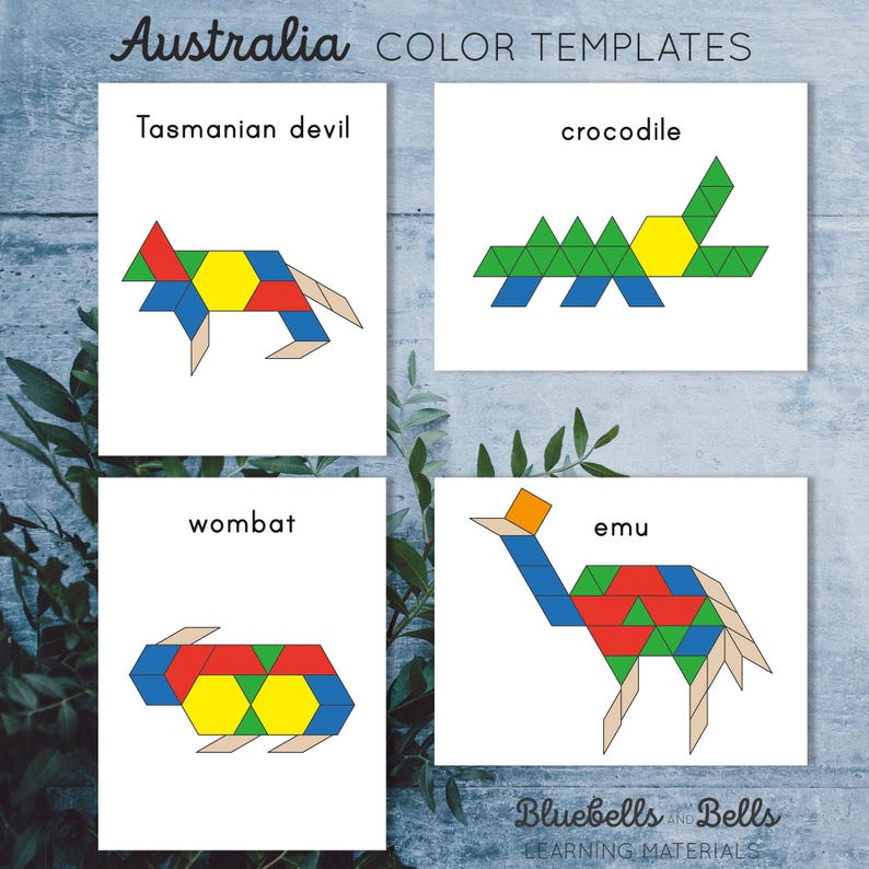 Australia Animals Pattern Blocks Templates. Preschool and Kindergarten ...